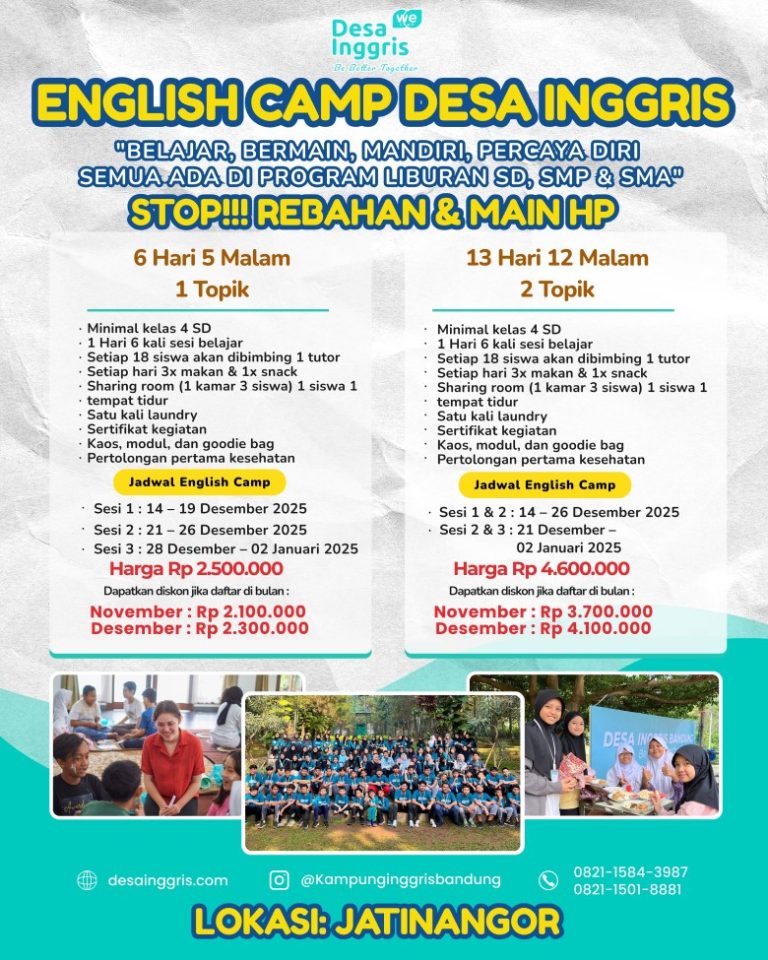 program liburan english camp kampung inggris bandung Jatinangor desainggris.com 2025