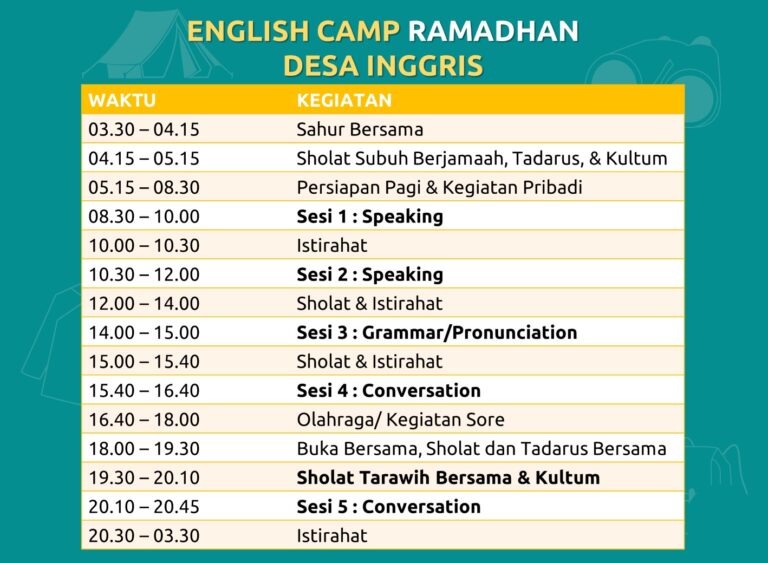 Jadwal harian kegiatan program ramadhan kampung inggris bandung desainggris.com bulan puasa